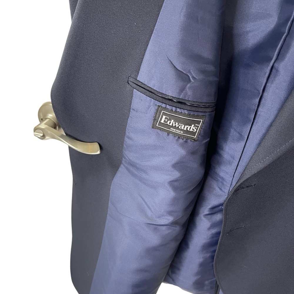 Edward’s Navy Blue Men’s Blazer size 48 L single breasted gold metal buttons - Picture 4 of 7
